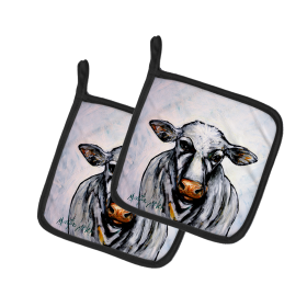 Martin Welch New Artwork Pair of Pot Holders (Design: Bessie the Cow, size: 7.5HX7.5W)