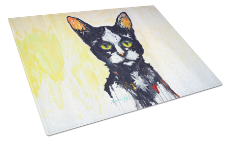 Martin Welch New Artwork Glass Cutting Board (Dog Breed: Big Kitty Cat, size: large)