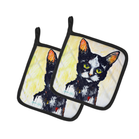 Martin Welch New Artwork Pair of Pot Holders (Design: Big Kitty Cat, size: 7.5HX7.5W)