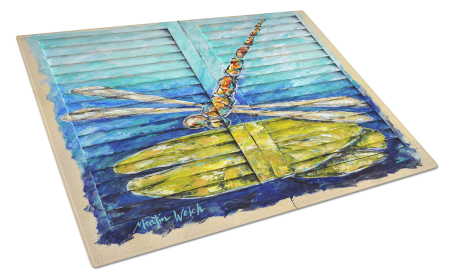 Martin Welch New Artwork Glass Cutting Board (Dog Breed: Blue Eyed Dragonfly, size: large)