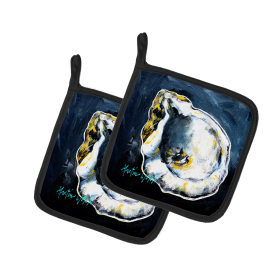 Martin Welch New Artwork Pair of Pot Holders (Design: Blue Star Oyster, size: 7.5HX7.5W)