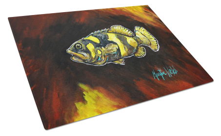 Martin Welch New Artwork Glass Cutting Board (Dog Breed: Bumblebee Fish, size: large)