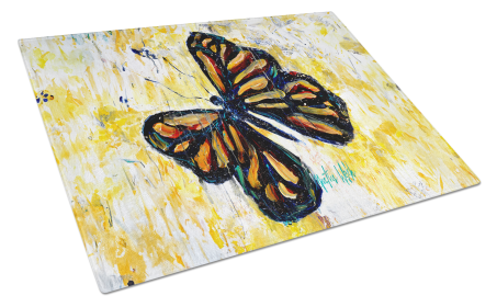 Martin Welch New Artwork Glass Cutting Board (Dog Breed: Butterfly Breeze, size: large)