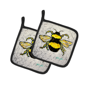 Martin Welch New Artwork Pair of Pot Holders (Design: Buzzbee Bumblebee, size: 7.5HX7.5W)