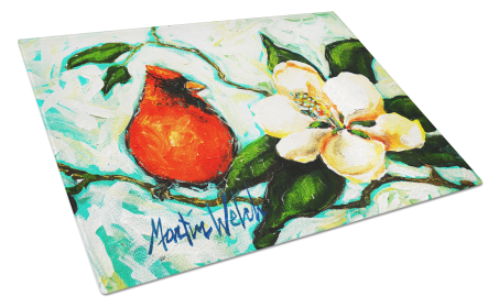 Martin Welch New Artwork Glass Cutting Board (Dog Breed: Cardinal Aqua, size: large)