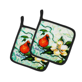 Martin Welch New Artwork Pair of Pot Holders (Design: Cardinal Aqua, size: 7.5HX7.5W)