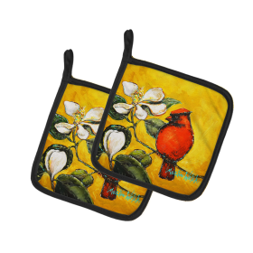 Martin Welch New Artwork Pair of Pot Holders (Design: Cardinal Ochre, size: 7.5HX7.5W)