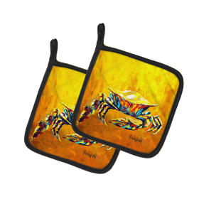 Martin Welch New Artwork Pair of Pot Holders (Design: Crab Called the Bigger Jigger, size: 7.5HX7.5W)