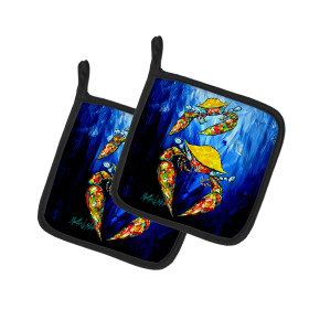 Martin Welch New Artwork Pair of Pot Holders (Design: Crab Fair, size: 7.5HX7.5W)