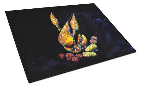 Martin Welch New Artwork Glass Cutting Board (Dog Breed: Crawfish Boiling Pot, size: large)