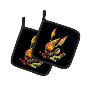 Martin Welch New Artwork Pair of Pot Holders (Design: Crawfish Boiling Pot, size: 7.5HX7.5W)