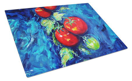 Martin Welch New Artwork Glass Cutting Board (Dog Breed: Creole Tomatoes, size: large)