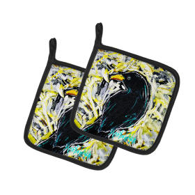 Martin Welch New Artwork Pair of Pot Holders (Design: Crow Adam, size: 7.5HX7.5W)