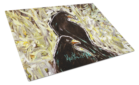 Martin Welch New Artwork Glass Cutting Board (Dog Breed: Crows Matt and Chester, size: large)