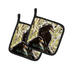 Martin Welch New Artwork Pair of Pot Holders (Design: Crows Matt and Chester, size: 7.5HX7.5W)