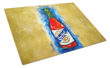 Martin Welch New Artwork Glass Cutting Board (Dog Breed: Hot Sauce Crystal Blue, size: large)