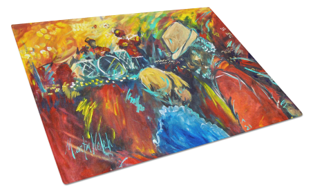 Martin Welch New Artwork Glass Cutting Board (Dog Breed: Dance, size: large)