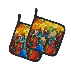 Martin Welch New Artwork Pair of Pot Holders (Design: Dance, size: 7.5HX7.5W)