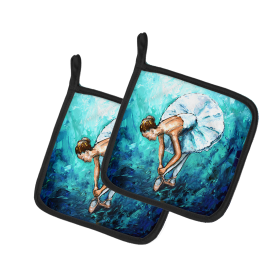 Martin Welch New Artwork Pair of Pot Holders (Design: Early Practice Ballet, size: 7.5HX7.5W)