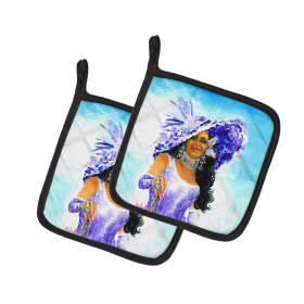 Martin Welch New Artwork Pair of Pot Holders (Design: Easter Parade, size: 7.5HX7.5W)