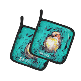 Martin Welch New Artwork Pair of Pot Holders (Design: EeewH Bird, size: 7.5HX7.5W)