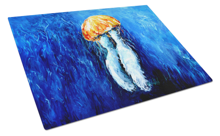 Martin Welch New Artwork Glass Cutting Board (Dog Breed: Fanta Sea Jellyfish, size: large)