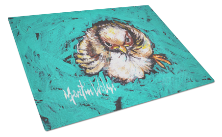 Martin Welch New Artwork Glass Cutting Board (Dog Breed: Fiest Chic Bird, size: large)