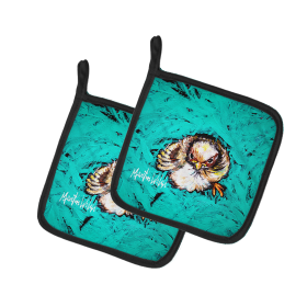 Martin Welch New Artwork Pair of Pot Holders (Design: Fiest Chic Bird, size: 7.5HX7.5W)