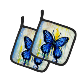 Martin Welch New Artwork Pair of Pot Holders (Design: Flutter Butterfly, size: 7.5HX7.5W)