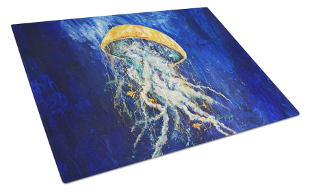 Martin Welch New Artwork Glass Cutting Board (Dog Breed: Free Fall Jellyfish, size: large)
