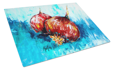 Martin Welch New Artwork Glass Cutting Board (Dog Breed: Onion Funions, size: large)