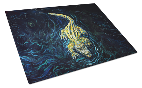Martin Welch New Artwork Glass Cutting Board (Dog Breed: Gator Down Alligator, size: large)