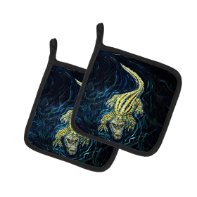 Martin Welch New Artwork Pair of Pot Holders (Design: Gator Down Alligator, size: 7.5HX7.5W)