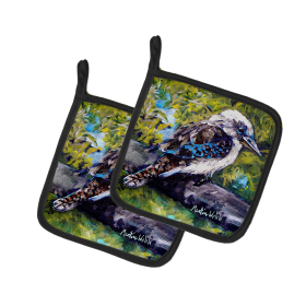 Martin Welch New Artwork Pair of Pot Holders (Design: G'Day Mate Bird, size: 7.5HX7.5W)