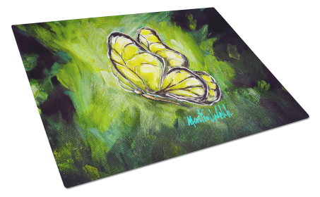 Martin Welch New Artwork Glass Cutting Board (Dog Breed: Glover Fly Sage Butterfly, size: large)