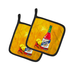 Martin Welch New Artwork Pair of Pot Holders (Design: Got Sauce Hot Sauce, size: 7.5HX7.5W)