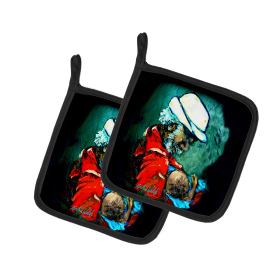 Martin Welch New Artwork Pair of Pot Holders (Design: Grand Pappy and Baby, size: 7.5HX7.5W)