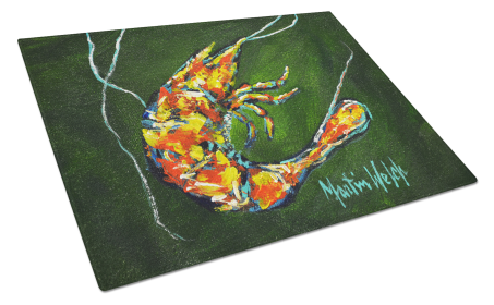 Martin Welch New Artwork Glass Cutting Board (Dog Breed: Green Waters Shrimp, size: large)