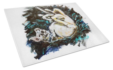 Martin Welch New Artwork Glass Cutting Board (Dog Breed: Happy Times Greyhoud, size: large)