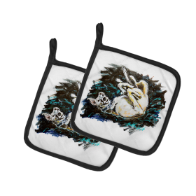 Martin Welch New Artwork Pair of Pot Holders (Design: Happy Times Greyhoud, size: 7.5HX7.5W)