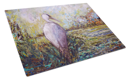 Martin Welch New Artwork Glass Cutting Board (Dog Breed: Heron in the Swamp, size: large)