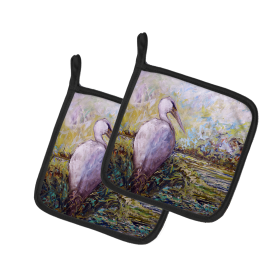 Martin Welch New Artwork Pair of Pot Holders (Design: Heron in the Swamp, size: 7.5HX7.5W)