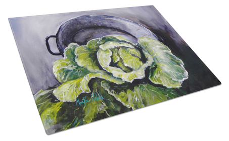 Martin Welch New Artwork Glass Cutting Board (Dog Breed: Home Grown In Plaquemines Parish Cabbage, size: large)
