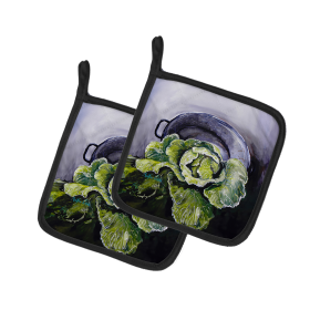 Martin Welch New Artwork Pair of Pot Holders (Design: Home Grown In Plaquemines Parish Cabbage, size: 7.5HX7.5W)