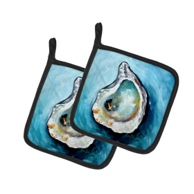 Martin Welch New Artwork Pair of Pot Holders (Design: J Mac Oyster, size: 7.5HX7.5W)