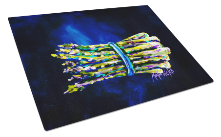 Martin Welch New Artwork Glass Cutting Board (Dog Breed: Jaimie's Bunch Asparagas, size: large)