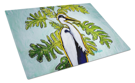 Martin Welch New Artwork Glass Cutting Board (Dog Breed: Jungle Fever Heron, size: large)