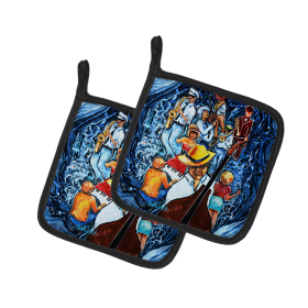 Martin Welch New Artwork Pair of Pot Holders (Design: Kinda Jazzy, size: 7.5HX7.5W)