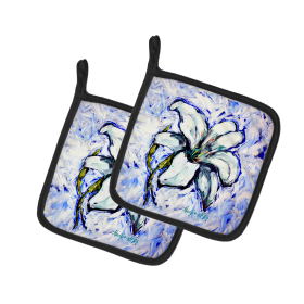 Martin Welch New Artwork Pair of Pot Holders (Design: Lily, size: 7.5HX7.5W)