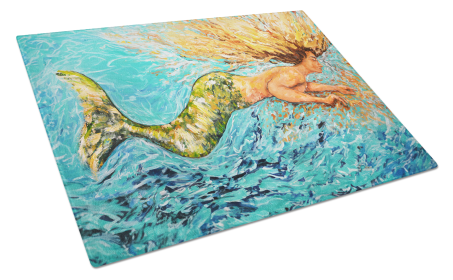 Martin Welch New Artwork Glass Cutting Board (Dog Breed: Mermaid After Your Heart, size: large)